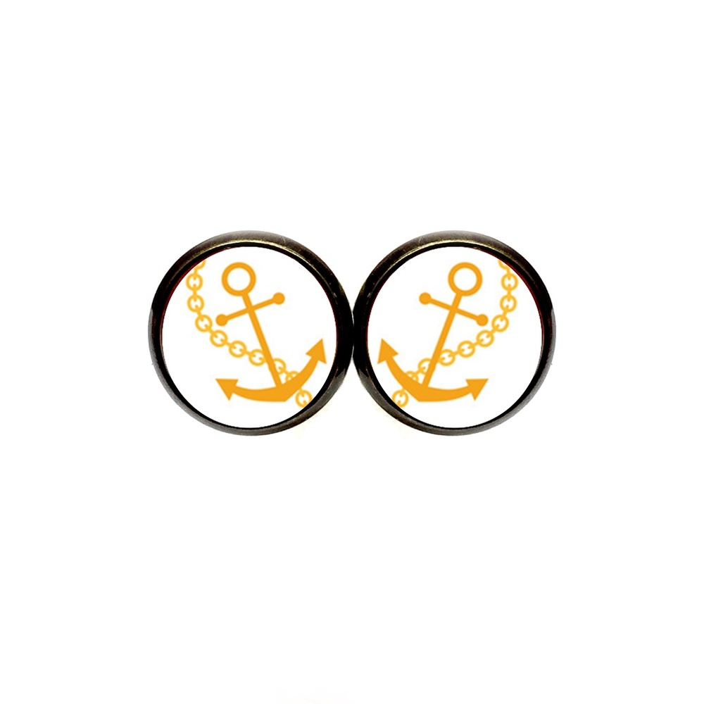 Gold Anchor Earrings - Nautical, Coastal